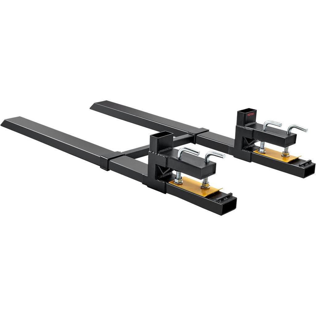 Pallet Forks, 2000 Lbs Clamp On Pallet Forks, 43" Total Length Heavy Duty Pallet Forks with Adjustable Stabilizer Bar, Tractor Bucket Forks for