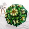 Stained Garden: Vibrant Floral Panel for Home DecorUmbrella, Portable 3-Fold Compact Umbrella for Men & Women Gift