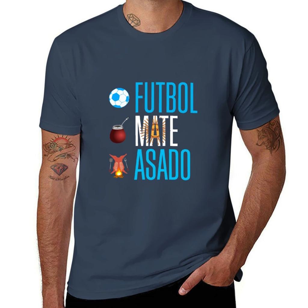 Soccer, Mate and Asado T-Shirt Summer Top Blouse Big and Tall T Shirts for Men
