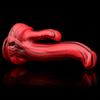 Rotschwarzer Silikon-Monsterdildos, Fantasie-Pferde-/Hundedildo mit Knoten, riesiger Schwanz, dicker Analpenis mit starkem Saugnapf