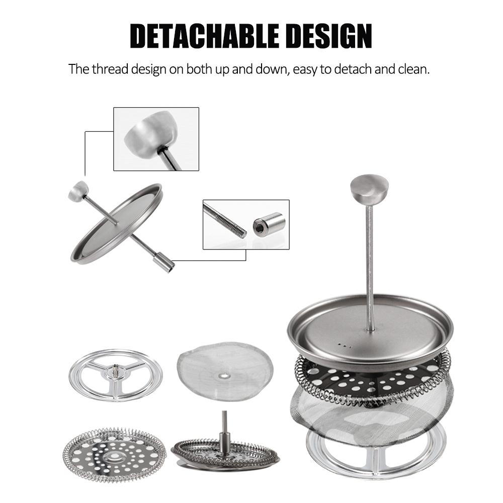 750ml Camping Coffee Cup with Press Plate Titanium Coffee Maker French Press Pot with Lid Outdoor Cookwarer for