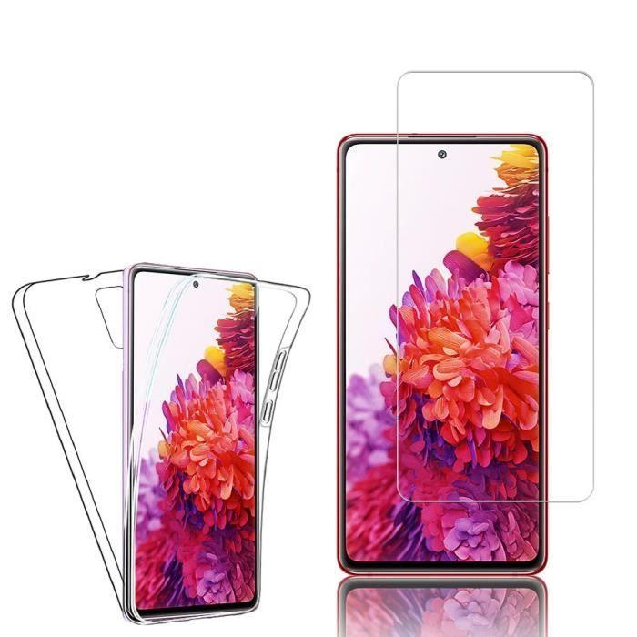 Coque Silicone - Samsung - Galaxy S20 FE - Protection intégrale - Film Verre Trempé - Transparent