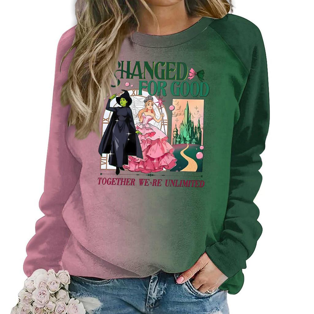 Dámská módní ležérní mikina s dlouhým rukávem a volným střihem s potiskem