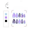 Purple Smudge 3D Love Wearing Nail Short Almond Manicure Fake Nail Butterfly Star Nails Nail Patch