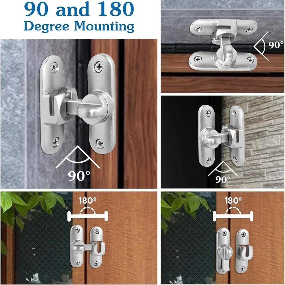 Sliding For Door Lock 90180 Degree Adjustable Zinc Alloy for Bathroom Garden Bedroom with Secure Spring and Ball Mechanism