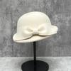 Show Face Little Hepburn Curly Edge Bow White Female Dome Temperament Thousand Gold Fan Woolen Beret
