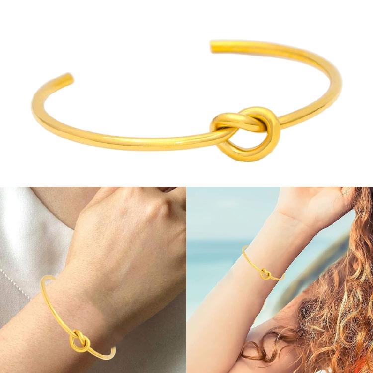 Portable Gold Open Knot Cuff Bracelet With Adjustable Fit Designs Decoration for The Fashion Woman Casual Wear