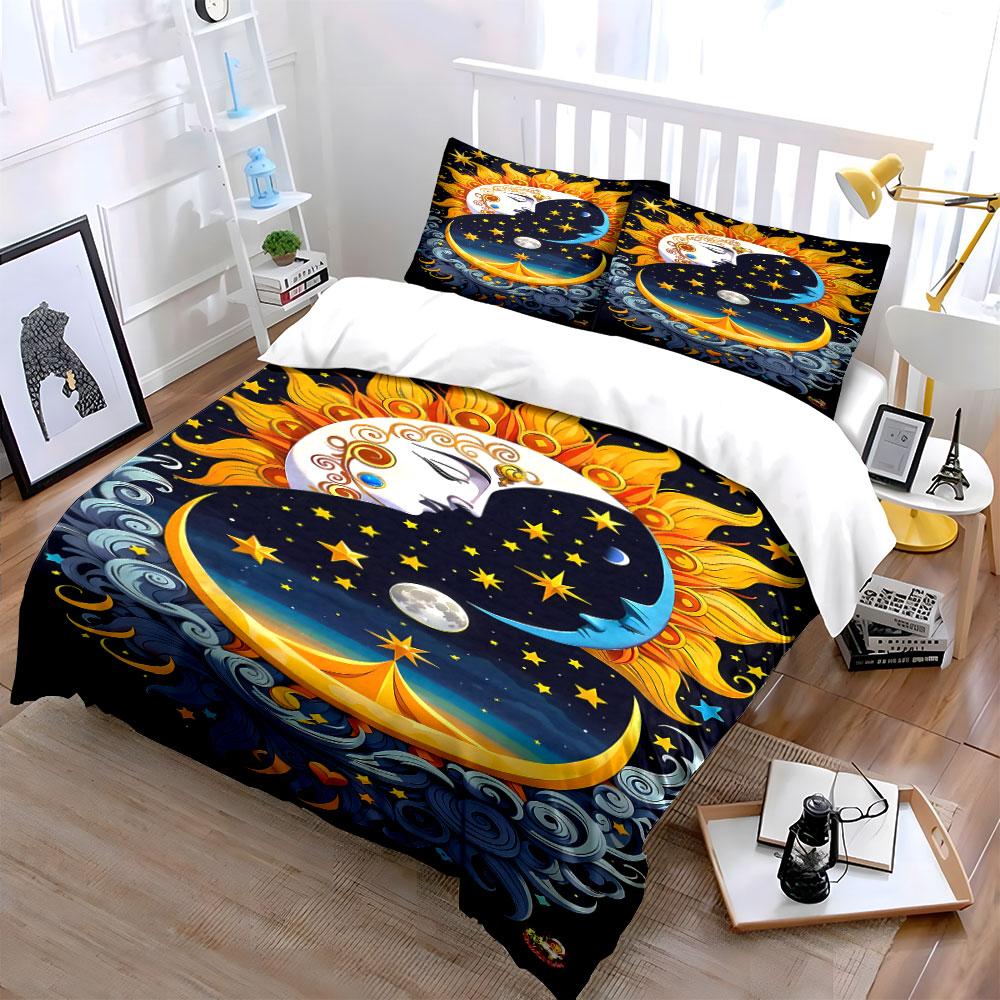 Sun, moon, and stars. Bedding sets Duvet cover sets Duvet covers Pillowcases(1*Duvet Cover 2*Pillowcases without duvet insert)