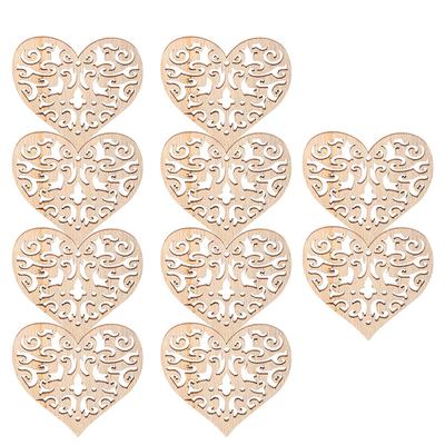 10pcs Hollow Love Hearts Shape Wooden Art Craft Decoration for Home Wedding
