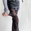Punčocháče Dámské duté síťované stehenní punčochy Punčocháče Dámské spodní prádlo Sexy krajkové květinové punčocháče Body punčochy
