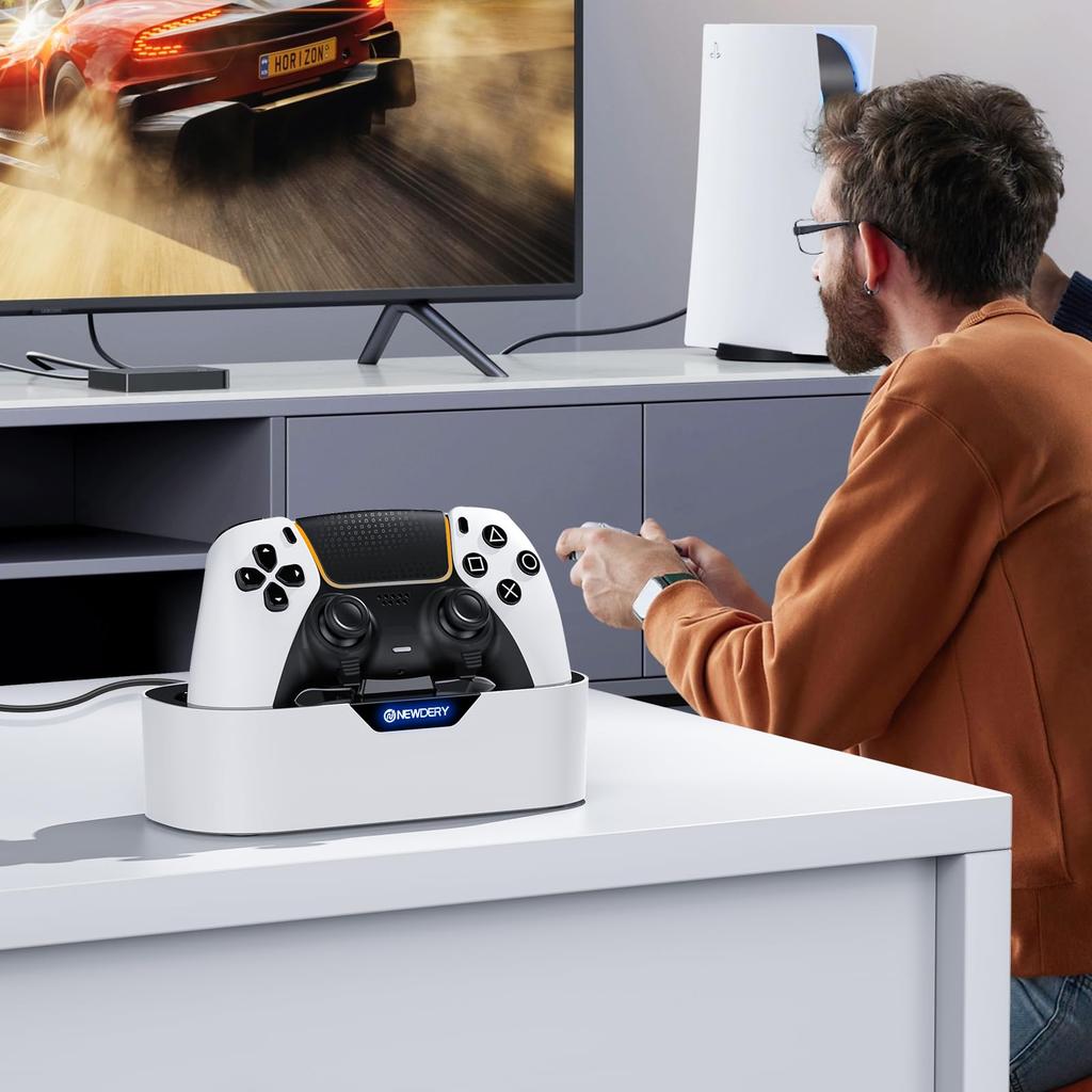 NEWDERY PS5 Controller Charging Stand Storage Stand Fast Charging Just Place Charge PS5 Controller Peripherals Accessories Cable Included LED