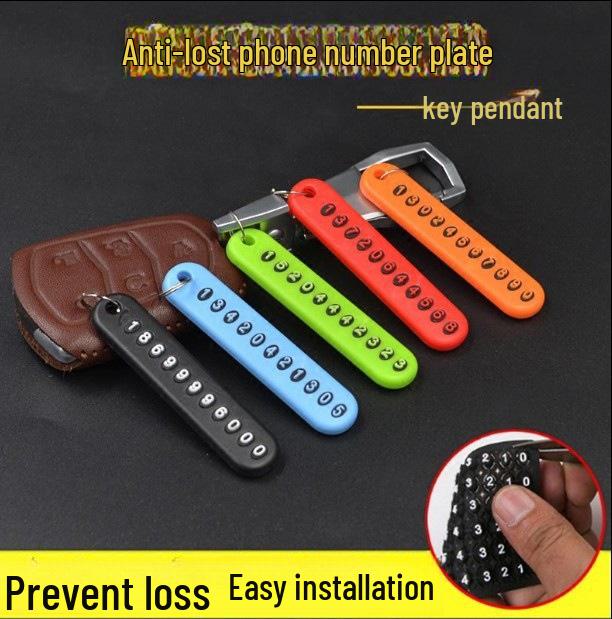 Anti-lost Number Plate Mobile Phone Braided Rope Keychain with 8-Shaped Buckle Pendant