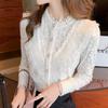 Elegant Long Sleeve Lace Bottoming Fleece Shirt with Half Turtle Neck for Women Thickened and Warm for Winter