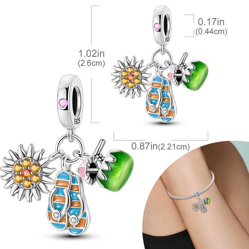 New Silver Plated Charms Beads Turtle Starfish Shell Sea Blue Summer Beads Fit Original Charms DIY Woman Jewelry Gift