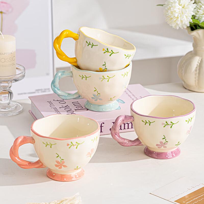 Peiersen Daijiaren Ceramic Twist Mug with Plum Blossom Spoon Gift Set