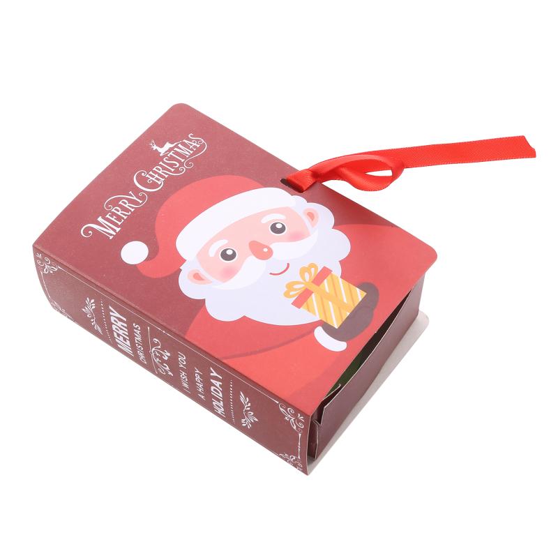5Pcs Book Shape Merry Christmas Candy Boxes Bags Christmas Santa Claus Gift Box Party Decoration Supplies Christmas Cookie Box