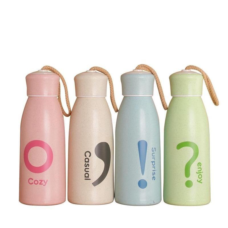 HOT Travel Mug Office Coffee Tea Water Bottle Cups Straw Wheat Plastlc