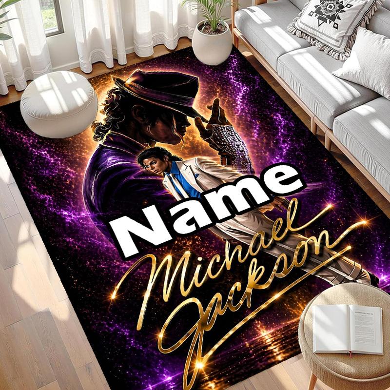 Custom Name Personalized Michael Jackson Print Carpet, Versatile Home Decor Rug, for Playroom, Apartment, Balcony, Entryway, Hallway Gift