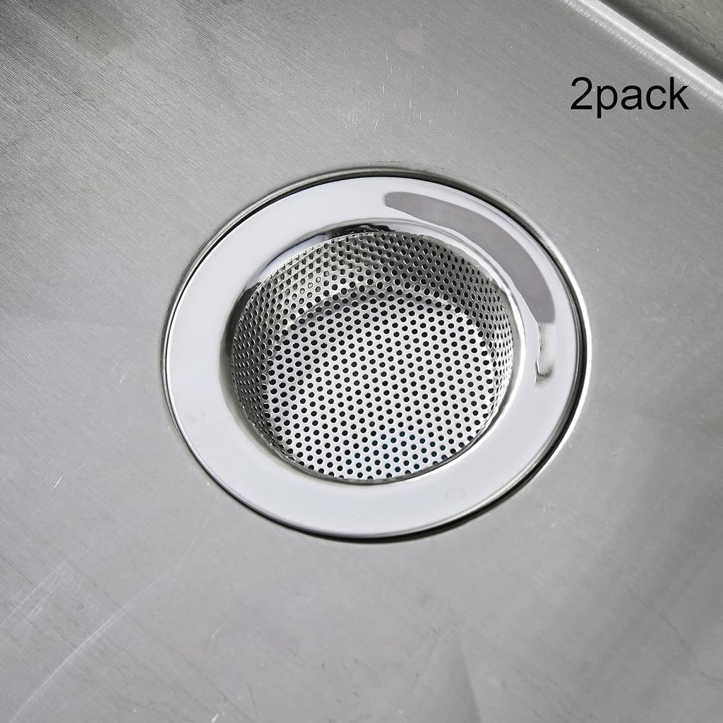 Kitchen Sink Strainer Stainless Steel, LASSHSWA Kitchen Sink Drain Strainer, Sink Strainers for Kitchen Sinks with Large Wide Rim 4.5" Diameter (2