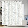 Luxury Green Floral Printed Shower Curtain Waterproof Bathroom Decor Large Size Bathtub Cover White Flower Pattern Home Decorati