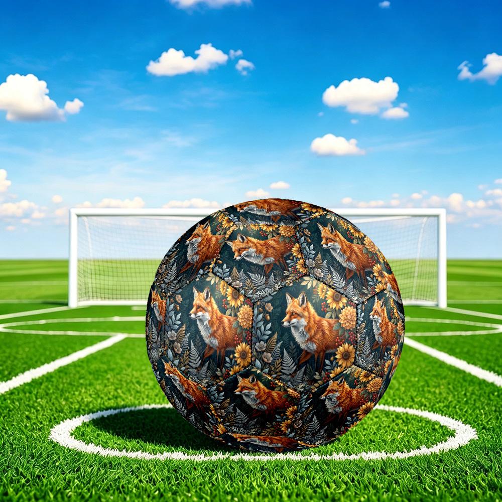 1pc Fox Garden Theme Soccer Ball Football, Size 5, Lightweight PVC, Durable Outdoor Training Soccer Ball, Gift M61476