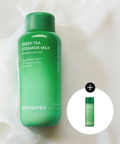 Innisfree Green Tea Ceramide Milk Essence 160mL + 25mL Gift Set Free Gift