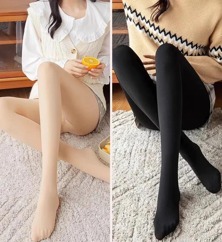 Verdicken Sie Thermo-Strumpfhosen Leggings Damen Winter Fleece Samt Thermo Strümpfe Hohe Taille Elastische Schlank Sexy Durchscheinende Strumpfhosen