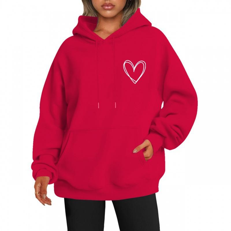 Autumn Love Printed Hoodies Fashionable Casual Sports Long Sleeved Women's Hooded Sweatshirts