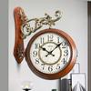 Double-sided Wall Clock Creative Living Room Clock Retro Corner Rotation Wall Watch Entrance Hall Hang Decorative Ornaments
