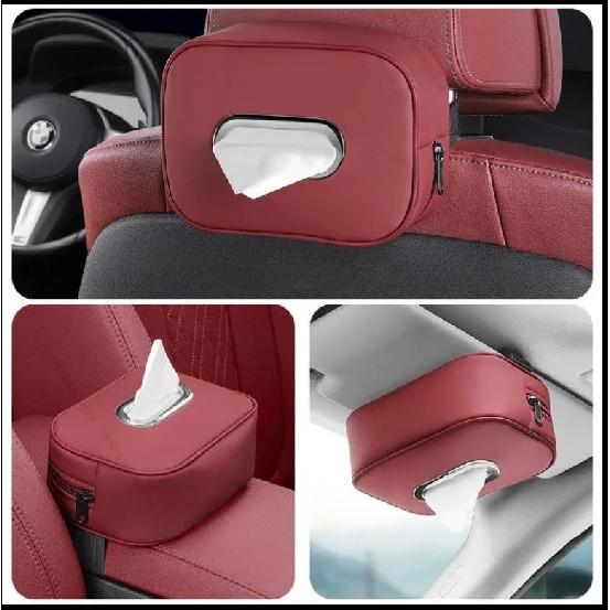 Car Tissue Box Car Interior Accessories For BMW M Performance F30 F10 E90 F20 E46 E60 X7 Leather Tissue Storage Bag Kleenex Case