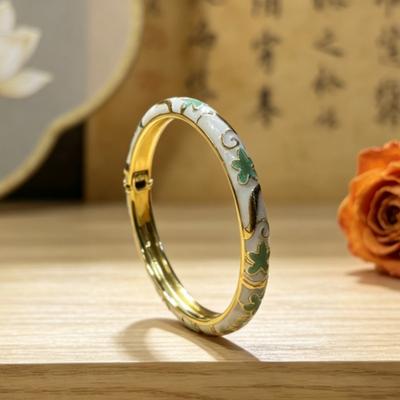 Enamel Floral Vintage Cloisonne Bangle Colorful Women's Hand Bracelet Chinese Flower Bangle  Girls