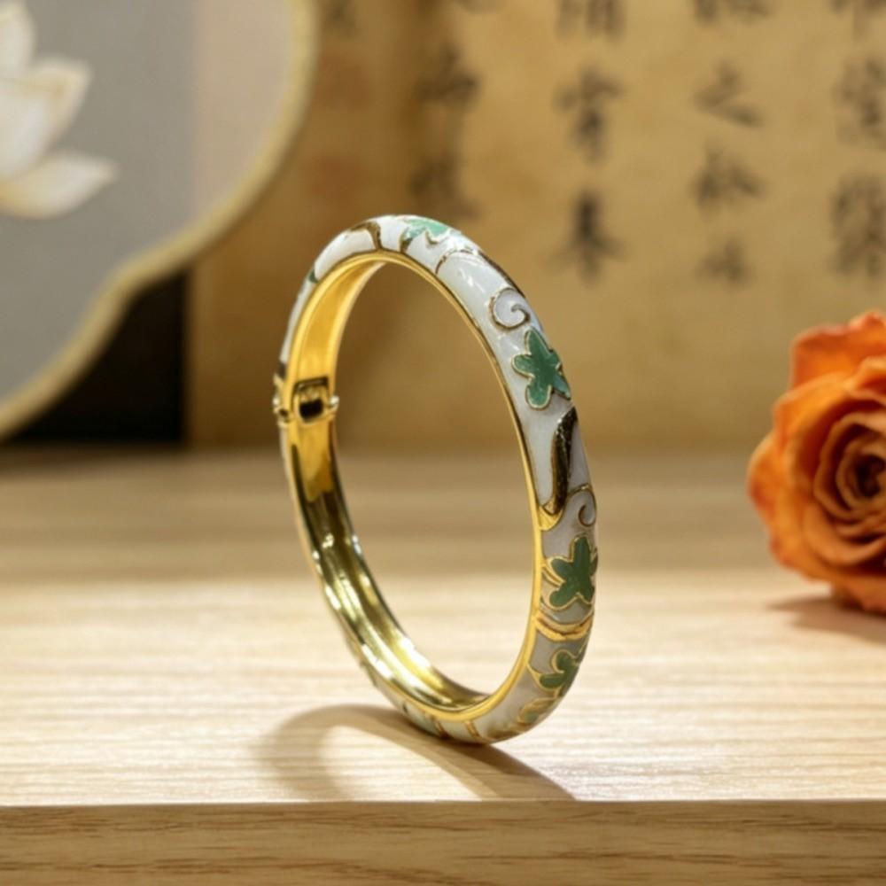 Emaille Blumen Vintage Cloisonné Armreif Bunt Damen Armband Chinesischer Blumenarmreif Mädchen