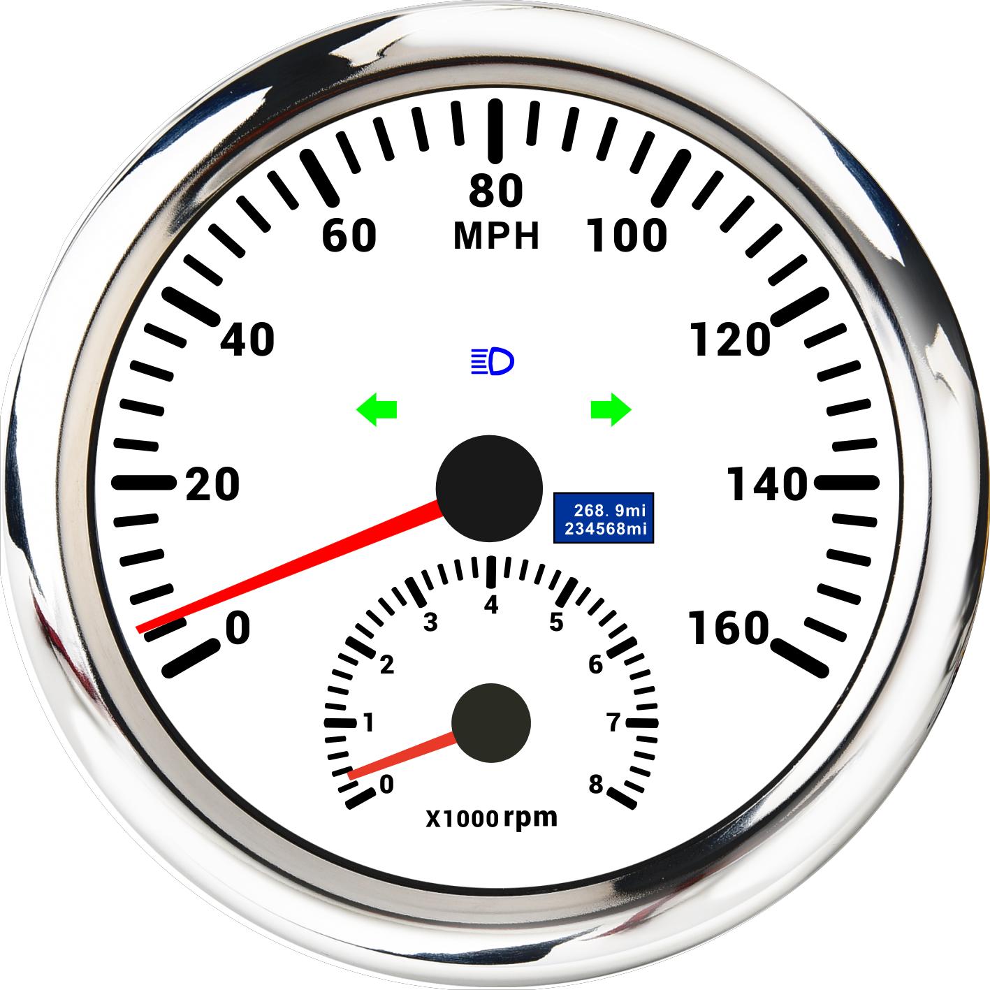 

Универсальный датчик 2 в 1 для автомобиля, морской тахометр, спидометр, 110 мм, GPS-измеритель скорости двигателя, тахометр с указателями поворота