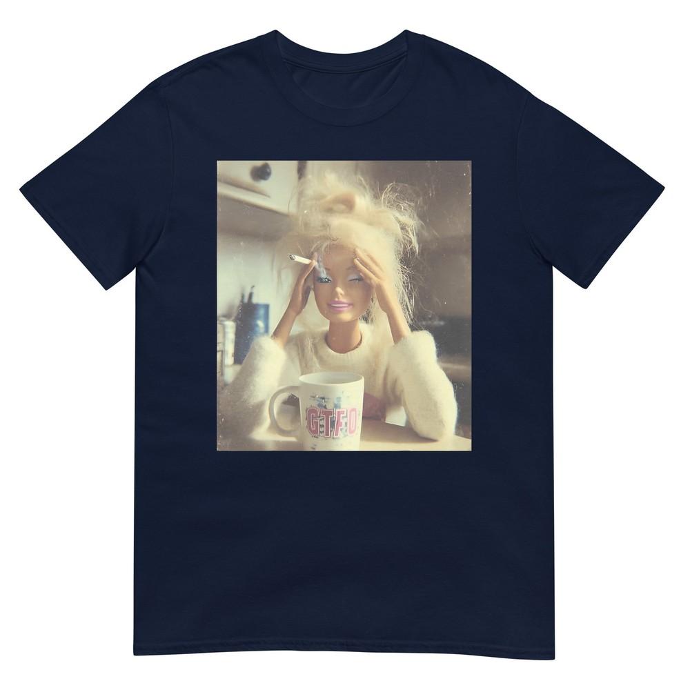 Funny Doll Face Sarcastic Doll Smoking Y2k Tshirt S