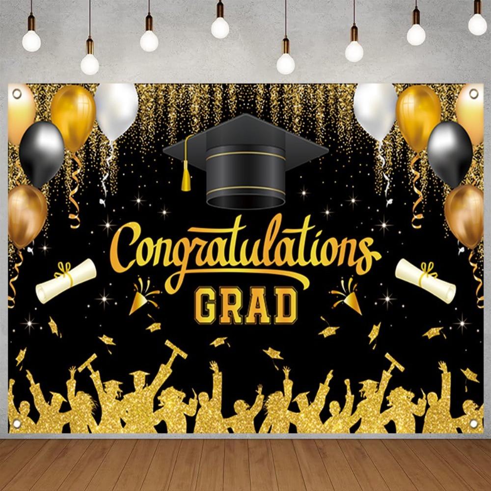 Herzlichen Glückwunsch Absolventen Hintergrund Glitzer Happy Graduation Banner Erwachsene Kinder