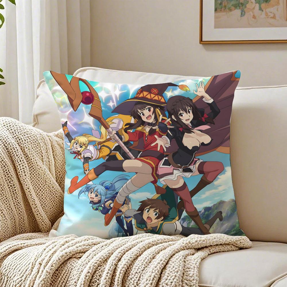 Anime ComedyFantasy KKonosuba Cushion Cover Pillowcase Antidustmite living Room Sofa Decor Cushion Room