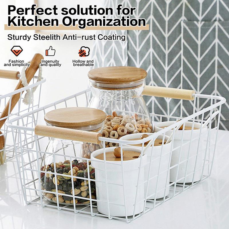 Ins Wind Wrought Iron Storage Basket Japanese Desktop Storage Basket Bathroom Simple Storage Basket Kitchen Storage Box Desk Organizer
