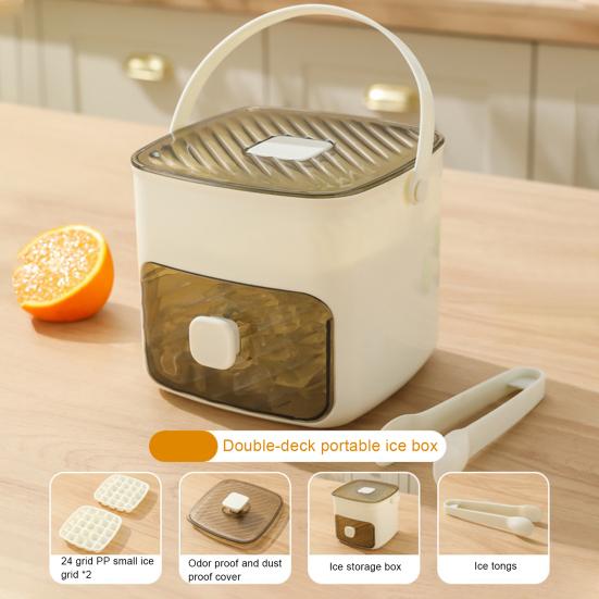 Yousheng Ice Cube Tray for Freezer Sphere Ice Mold Maker with Lid And Bin One Button Release Circle Ice Cube Mold Ice Bucket for Whiskey Cocktails