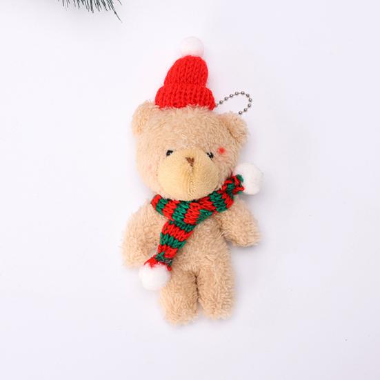 Plyšový medvídek Vánoční dekorace Malý plyšový medvídek s pletenou čepicí a šálou Roztomilá zvířátka Stolní ozdoba pro vánoční párty výslužky