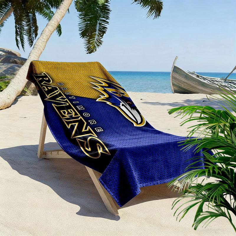 Ravens Print Beach Towel, Large Soft Quick Dry Towel for Beach Camping Swimming