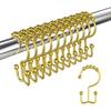 Shower Curtain Hooks Rings, Double Sided Shower Curtain Hooks Rust Proof for Bathroom Shower Rods Curta, Set of 12 Shower Hooks - Gold