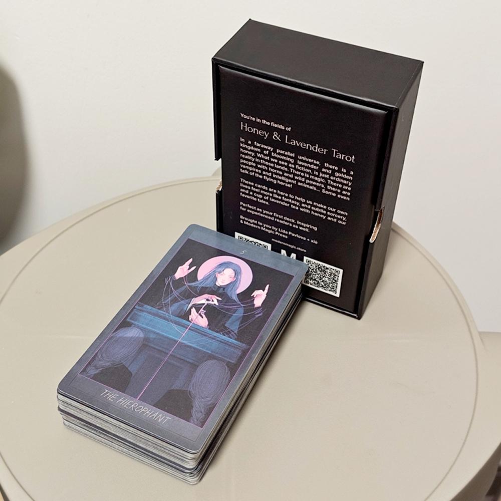 Honey and Lavender Tarot 12*7cm in Rigid Box Fairy Tale and Fantasy Deck 78 Cards Printed on 350GSM Double-embossed Cardstock