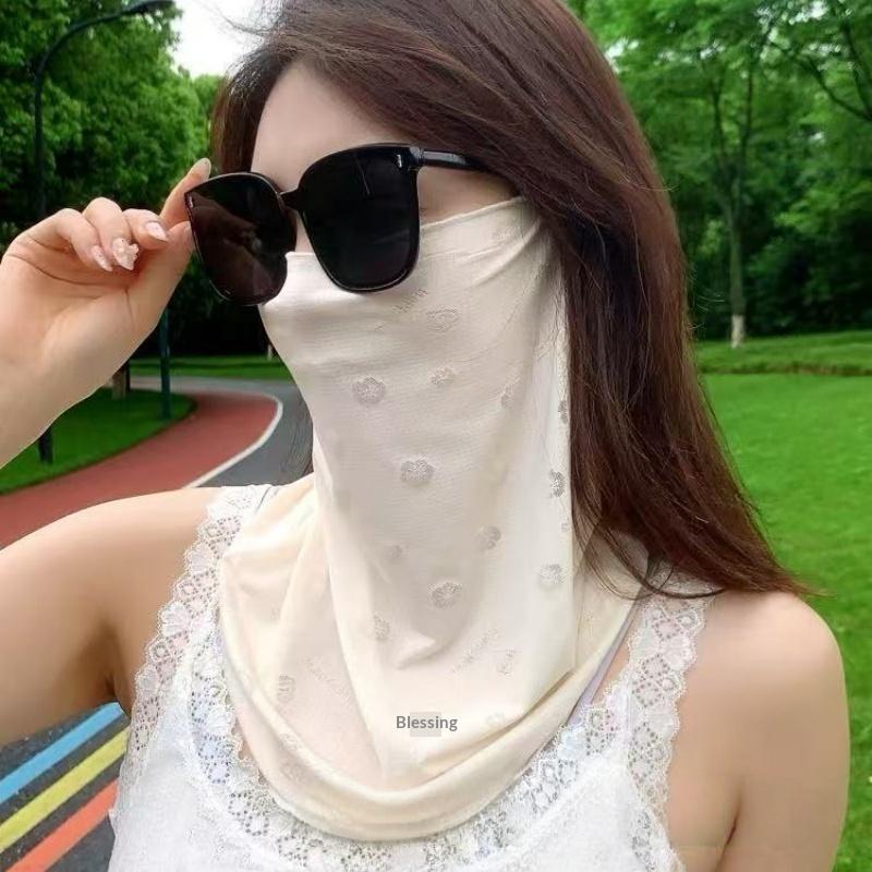 Summer Uv Protection Mask Sun Proof Bib Veil Sunscreen Face Cover Mesh Breathable Face Scarves Neck Wrap Cover
