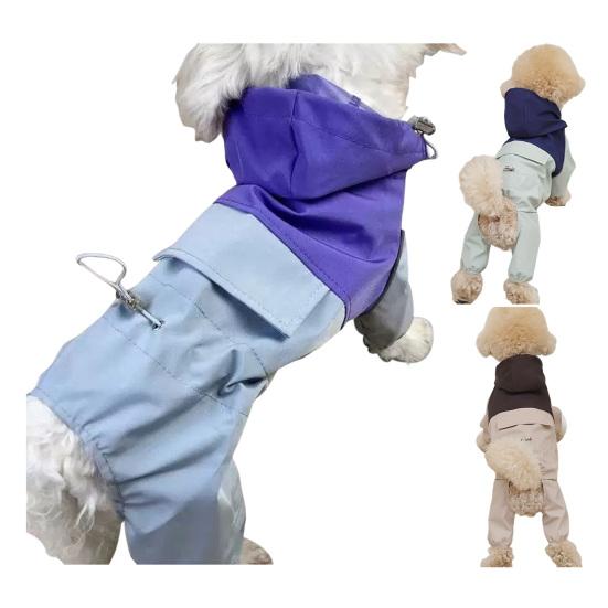 Yousheng Hunde Regenmantel Wasserdicht Druckknopfverschluss Hunde Regenjacke Kapuze Verstellbar Welpen Regenmantel mit Leinenloch für Kleine Mittelgroße Hunde Outdoor