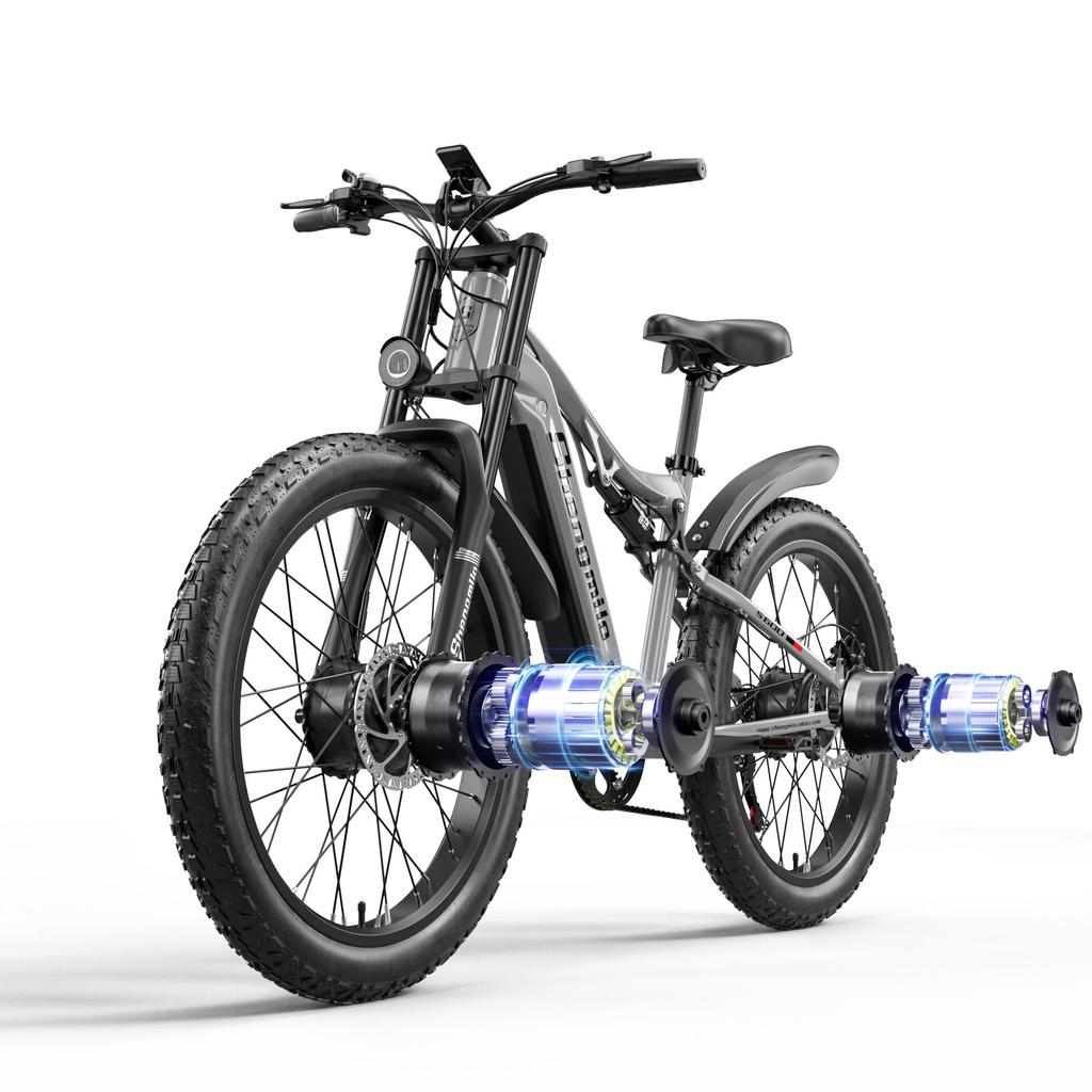 Shengmilo S600 Adult 2000W Men's E-Mountain Ebike with Two Motors, 48V17.5AH840WH Battery,26 Inch Wide Tyre Men's Electric Bike