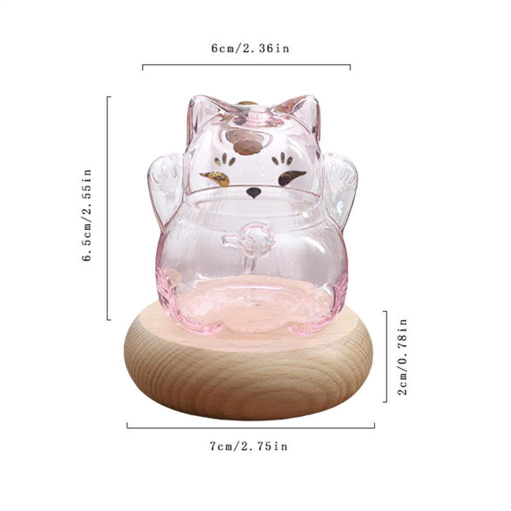 Clear Glass Coin Bank Small Gold Bean Bank Clear Gold Bean Container Cat Shape Saving Jar for Bookshelf Display Stand Wishing