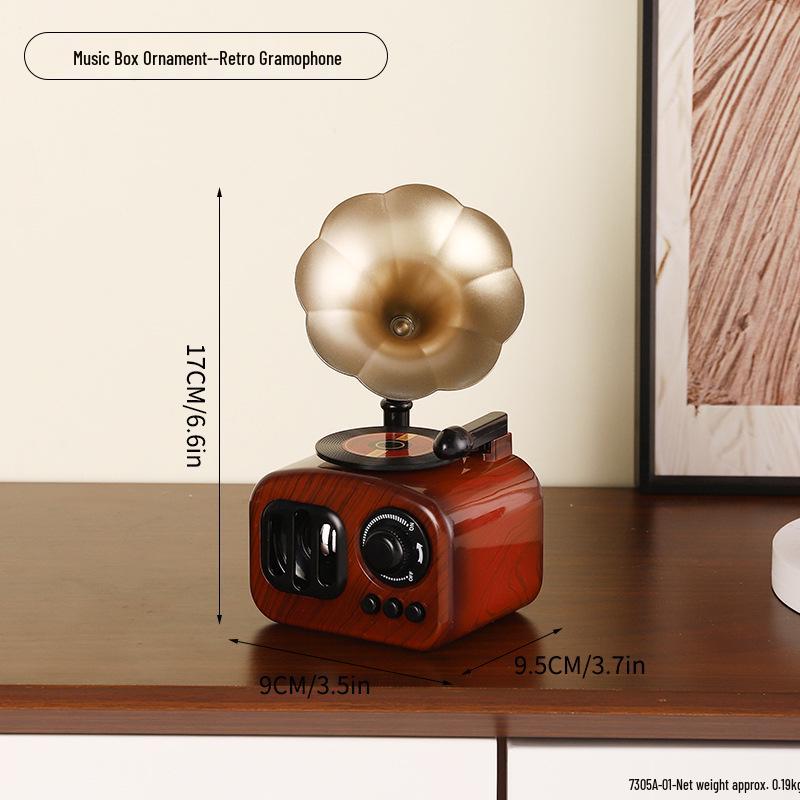 Caixa de Música de Corda Criativa Vintage Decoração para Casa ou Loja