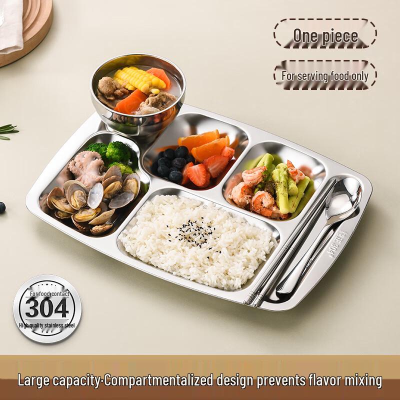 

Danshi Zhiyuan 304 Stainless Steel Divided Canteen Dinnerware Set