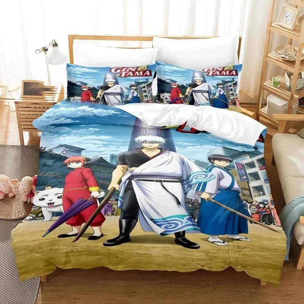 3D Gintama Bedding Set Anime Gintoki Sakata Bedding Set Printed With Pillowcase Duvet Cover Soft Queen King Size Bedclothes Home