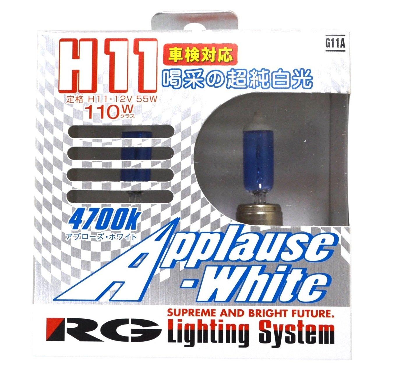 

Racing Gear Halogen Bulbs, Applause White, 4700K, H11, Pack of 2, G11A